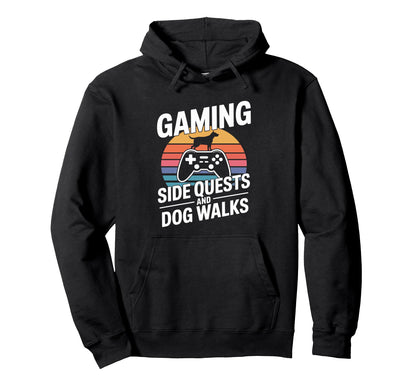Gaming Dog Mom Side Quests And Dog Walks Hoodie - Trendy Graphic Men Women - T-Shirt, Sweatshirt, Hoodie