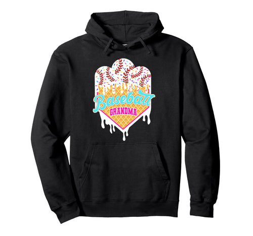 Baseball Grandma Ice Cream Drip Sweet Hoodie - Minimalist Print for Adults - T-Shirt, Sweatshirt, Hoodie