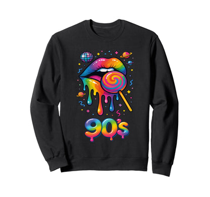90S Pop Art Rainbow Lips Sweatshirt - Casual Everyday Wear for Adults - T-Shirt, Sweatshirt, Hoodie