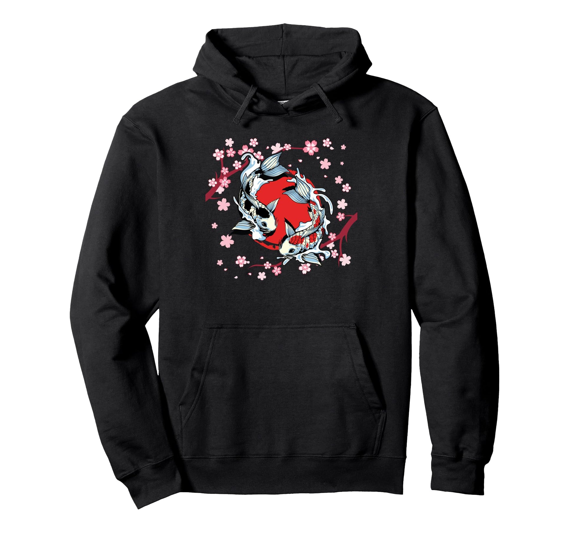 Koi Cherry Blossom Japanese Art Hoodie - Fun Novelty Design Unisex - T-Shirt, Sweatshirt, Hoodie