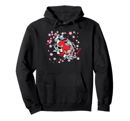 Koi Cherry Blossom Japanese Art Hoodie - Fun Novelty Design Unisex - T-Shirt, Sweatshirt, Hoodie