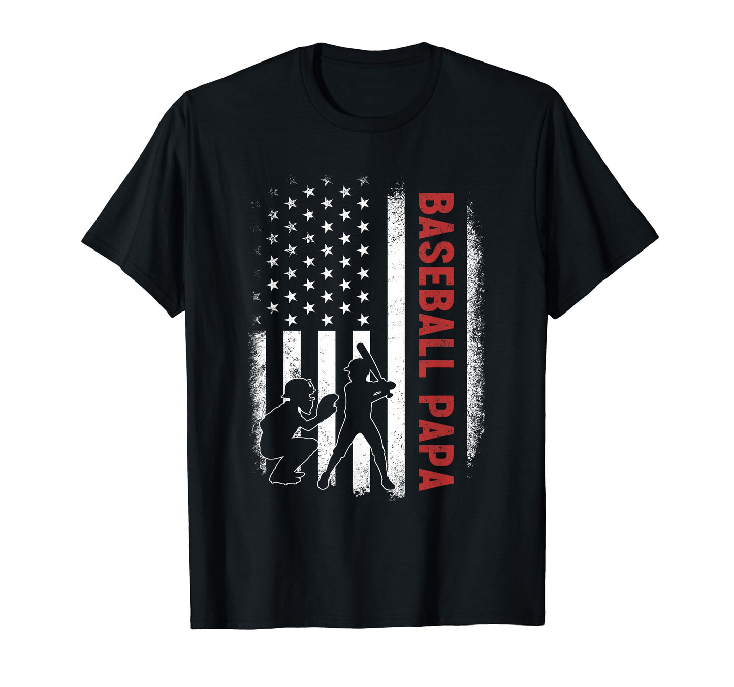 Baseball Papa American Us Flag Gifts T-Shirt - Unique Graphic Men Women - T-Shirt, Sweatshirt, Hoodie