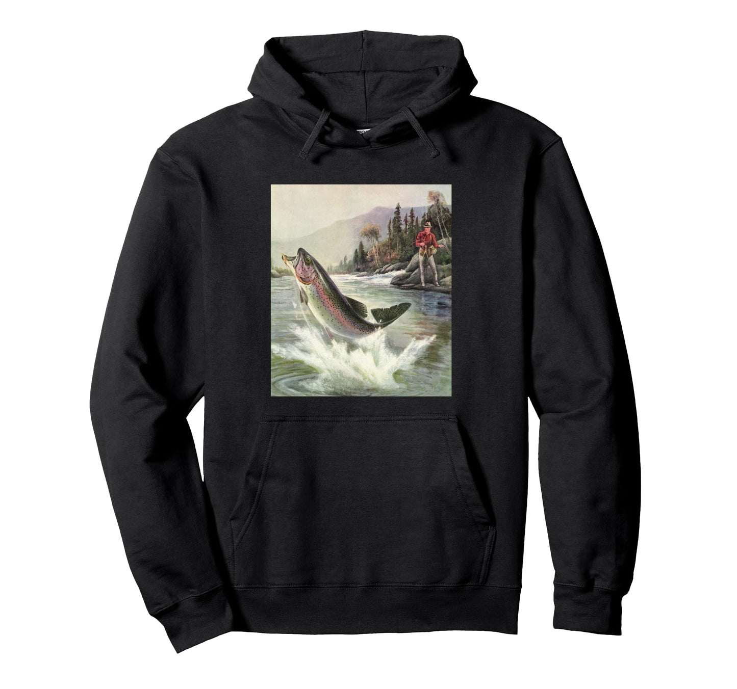 Fisherman Fly Fishing Rainbow Trout Hoodie - Fun Novelty Design Men Women - T-Shirt, Sweatshirt, Hoodie