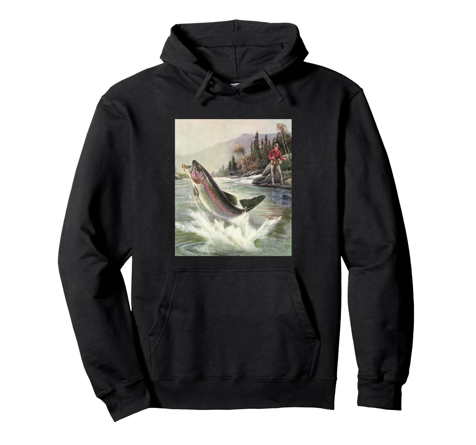 Fisherman Fly Fishing Rainbow Trout Hoodie - Fun Novelty Design Men Women - T-Shirt, Sweatshirt, Hoodie