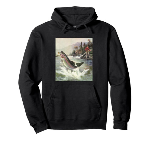 Fisherman Fly Fishing Rainbow Trout Hoodie - Fun Novelty Design Men Women - T-Shirt, Sweatshirt, Hoodie