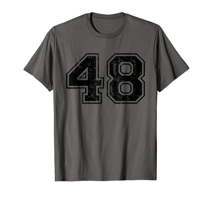 Number 48 Varsity Distressed Sport T-Shirt - Novelty Apparel Men Women - T-Shirt, Sweatshirt, Hoodie