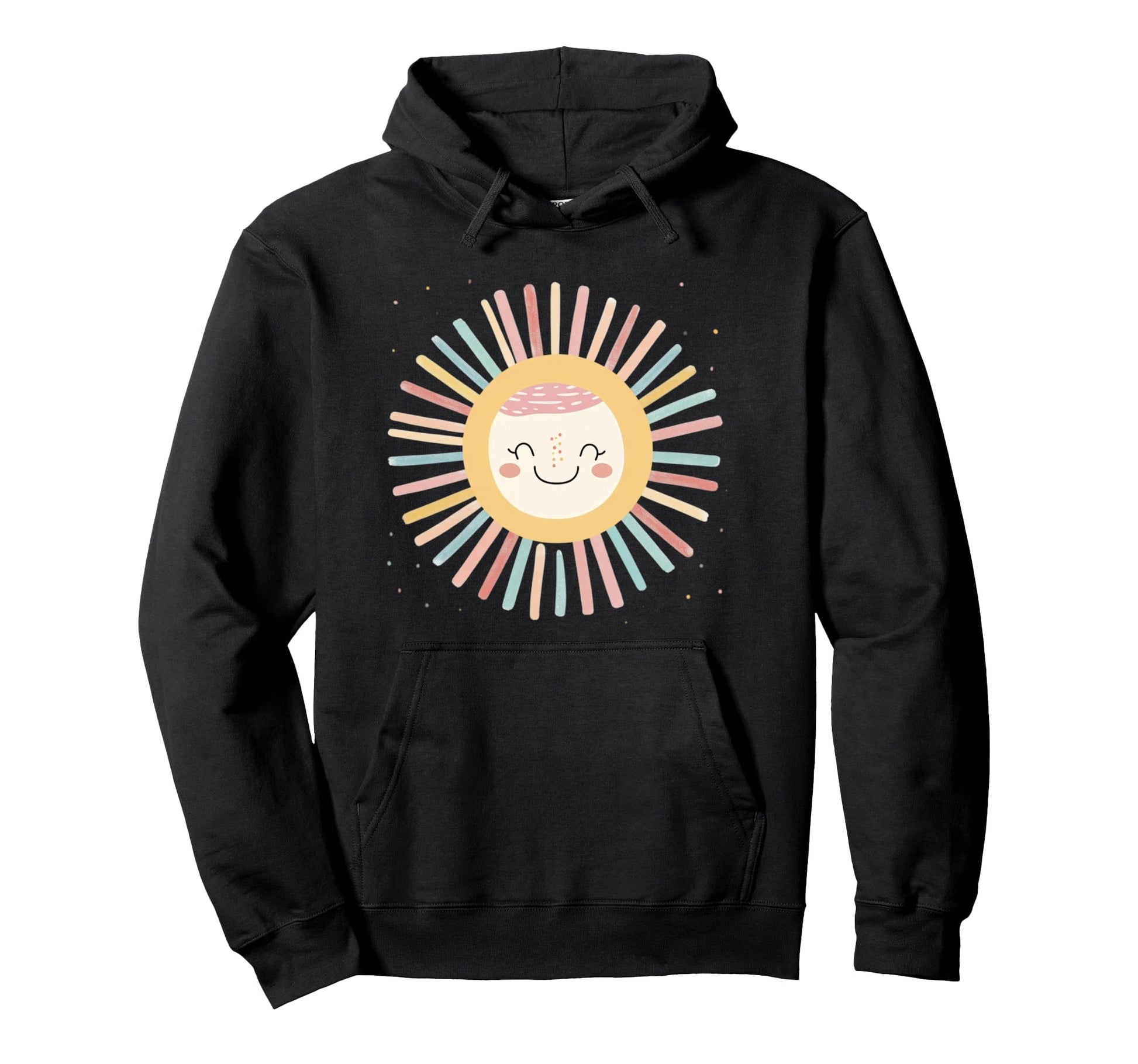 Sun 70S Rainbow Art Boho Boho Sun Hoodie - Unique Graphic for Adults - T-Shirt, Sweatshirt, Hoodie