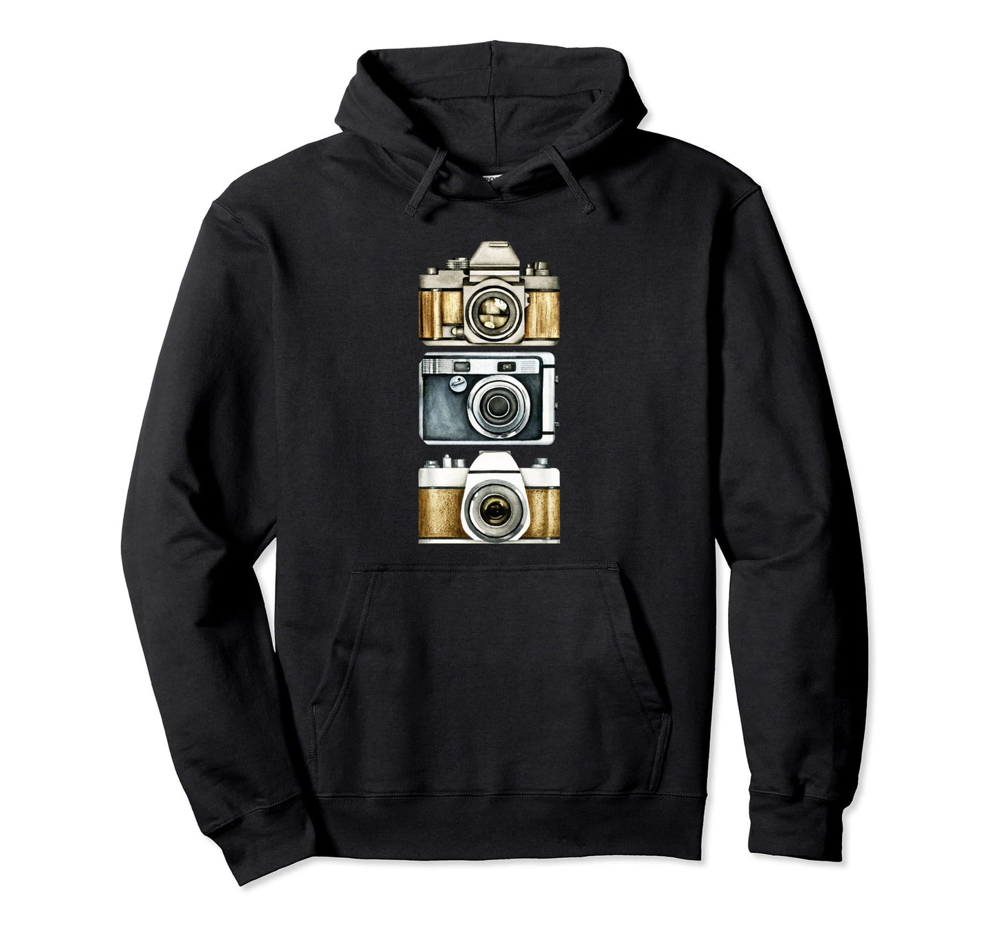 Watercolor Photo Camera Photography Hoodie - Fun Novelty Design Men Women - T-Shirt, Sweatshirt, Hoodie