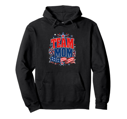 Team Mom Patriotic Mom Sports Pride Hoodie - Custom Art Print Men Women - T-Shirt, Sweatshirt, Hoodie