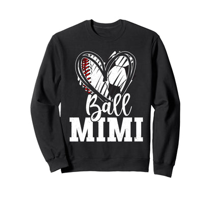 Ball Grandma Heart Baseball Soccer Hoodie - Aesthetic Graphic Men Women - T-Shirt, Sweatshirt, Hoodie