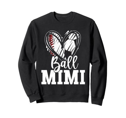 Ball Grandma Heart Baseball Soccer Hoodie - Aesthetic Graphic Men Women - T-Shirt, Sweatshirt, Hoodie