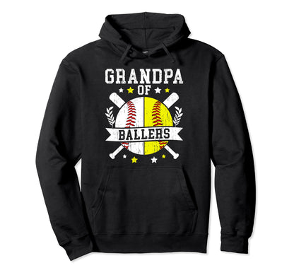 Grandpa Ballers Softball Baseball Hoodie - Fun Novelty Design Unisex - T-Shirt, Sweatshirt, Hoodie