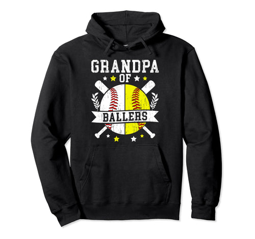 Grandpa Ballers Softball Baseball Hoodie - Fun Novelty Design Unisex - T-Shirt, Sweatshirt, Hoodie