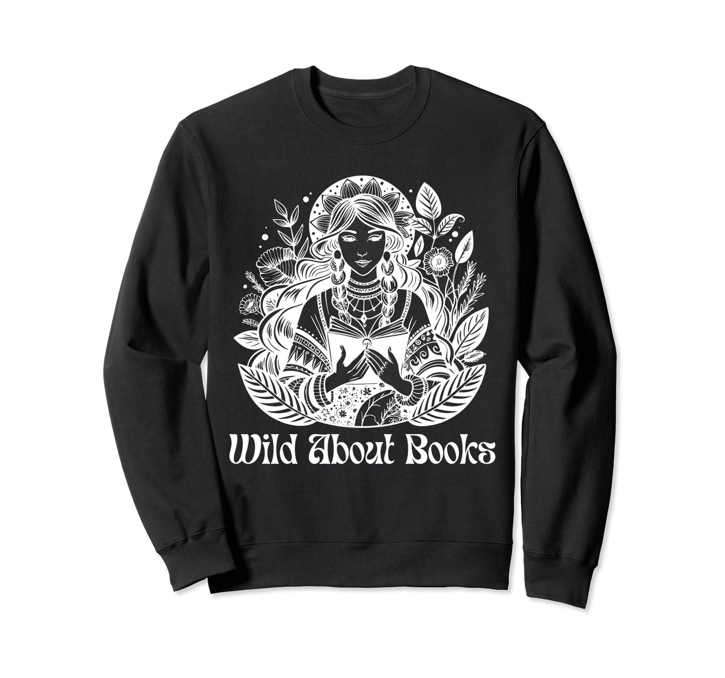 Wild About Books Boho Reading Sweatshirt - Aesthetic Graphic for Adults - T-Shirt, Sweatshirt, Hoodie