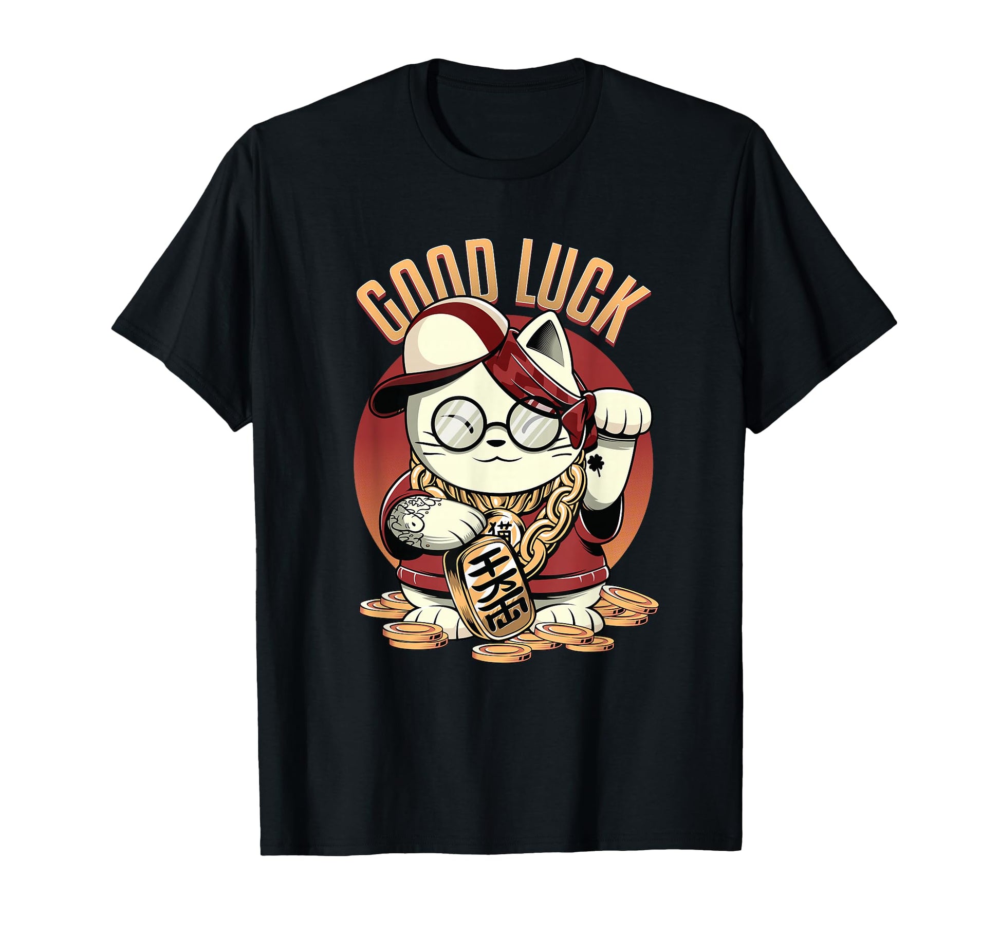 Lucky Cat Maneki Neko Aesthetic Edgy T-Shirt - Streetwear Style for Adults - T-Shirt, Sweatshirt, Hoodie