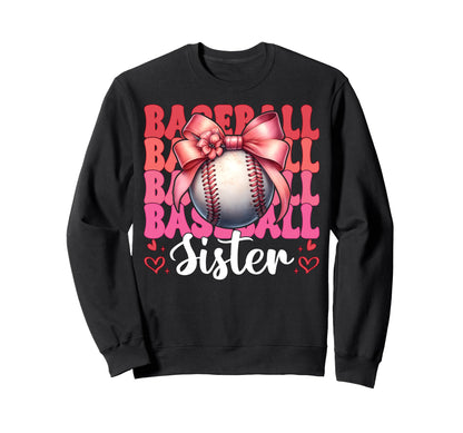 Baseball Sister Baseball Coquette Bow Sweatshirt - Trendy Graphic Unisex - T-Shirt, Sweatshirt, Hoodie