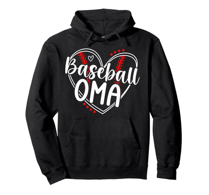 Baseball Oma Heart Oma Baseball Player Oma Hoodie - Graphic Print Men Women - T-Shirt, Sweatshirt, Hoodie