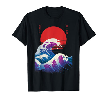 Big Wave Vaporwave Aesthetic 80S Anime T-Shirt - Trendy Graphic Unisex - T-Shirt, Sweatshirt, Hoodie