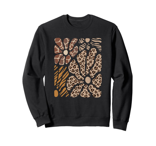 Flower Leopard Safari Floral Sweatshirt - Fun Novelty Design Men Women - T-Shirt, Sweatshirt, Hoodie