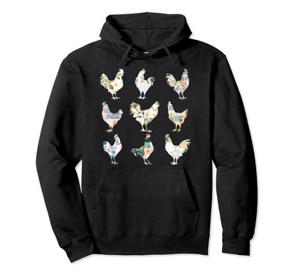 Womens Chicken Hen Boho Farmhouse Hoodie - Novelty Apparel for Adults - T-Shirt, Sweatshirt, Hoodie