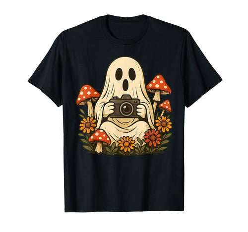Fall Mushroom Ghost Camera Woodland T-Shirt - Minimalist Print for Adults - T-Shirt, Sweatshirt, Hoodie