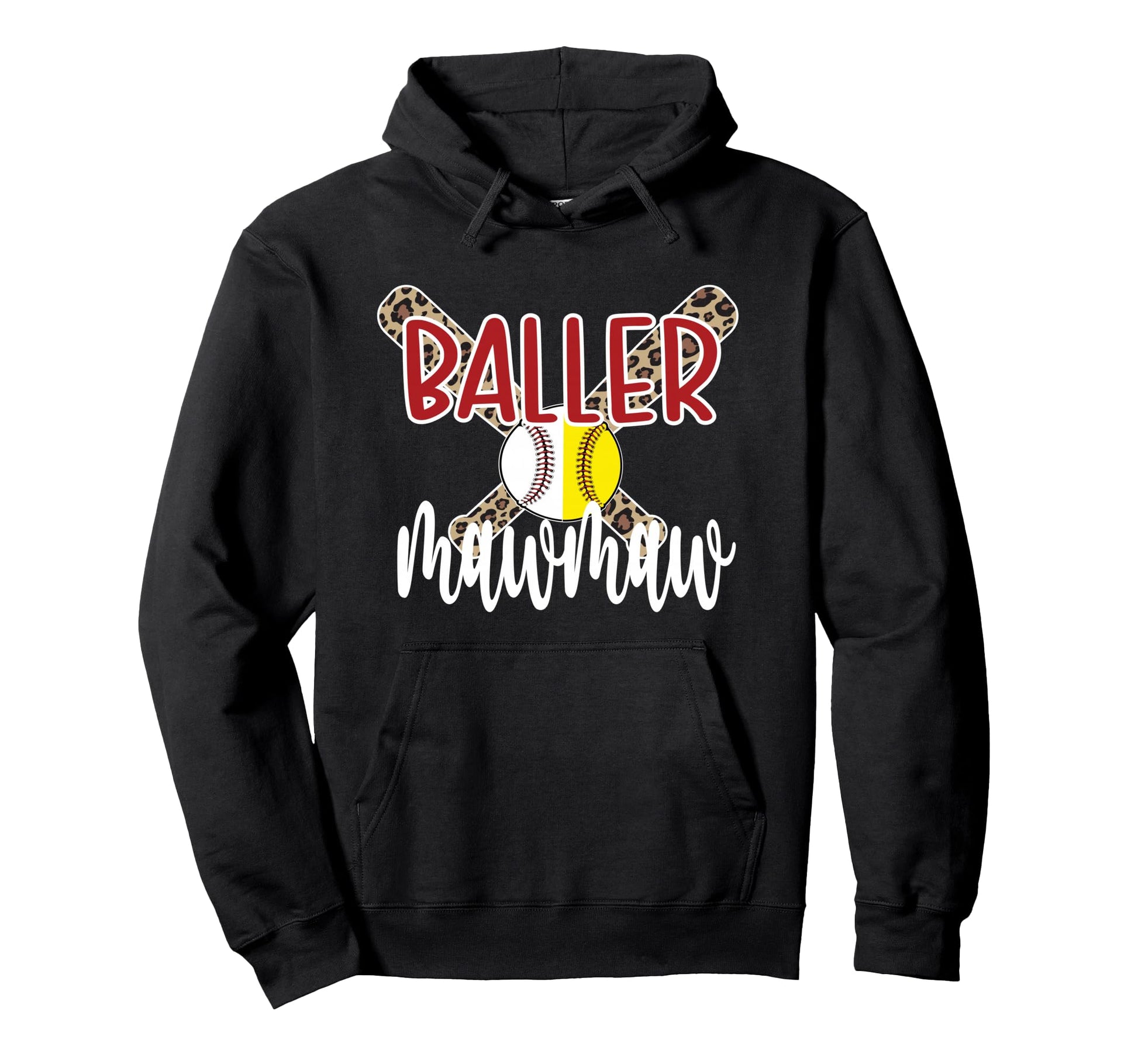 Baller Mawmaw Proud Baseball Softball Hoodie - Graphic Print for Adults - T-Shirt, Sweatshirt, Hoodie