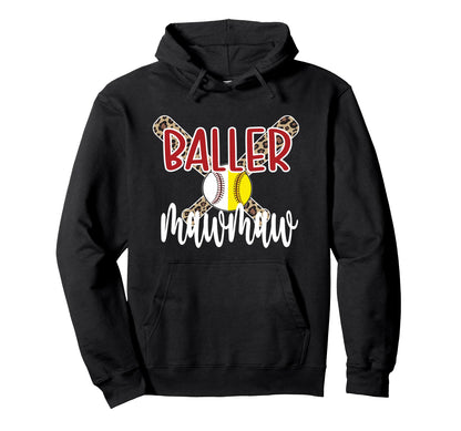 Baller Mawmaw Proud Baseball Softball Hoodie - Graphic Print for Adults - T-Shirt, Sweatshirt, Hoodie