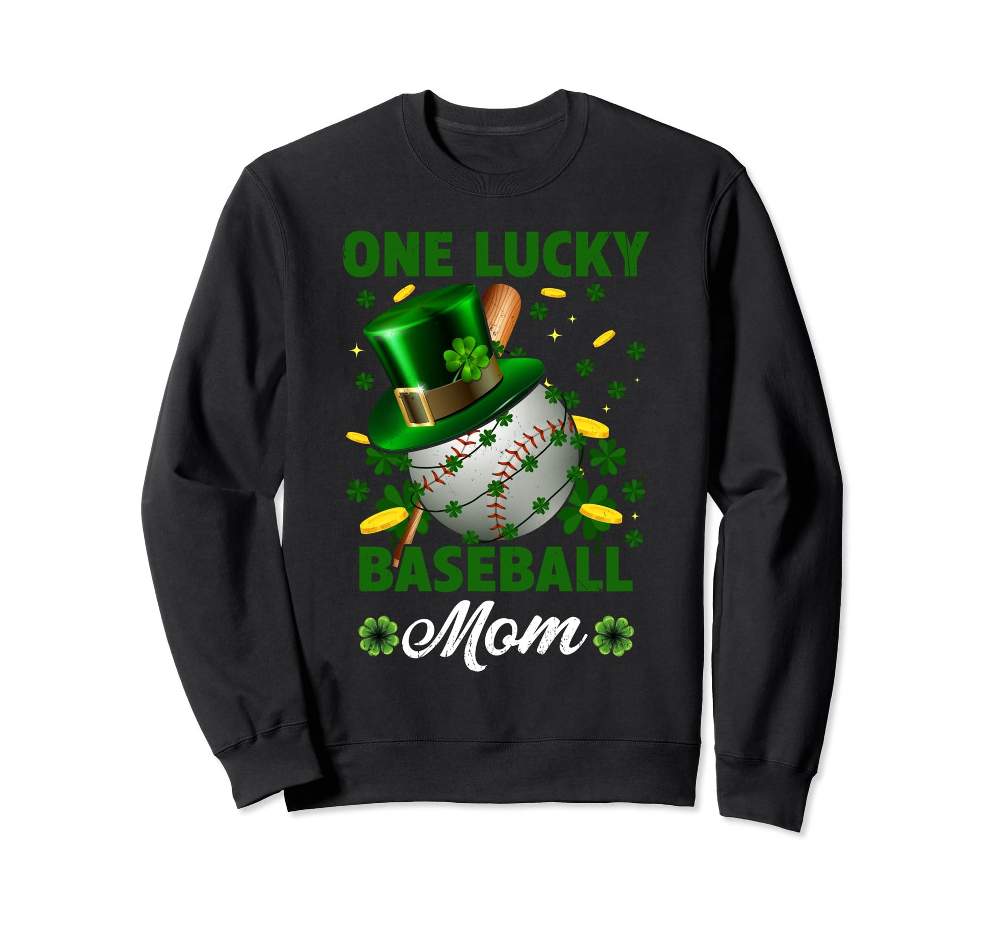 One Lucky Baseball Mom St Sweatshirt - Fun Novelty Design for Adults - T-Shirt, Sweatshirt, Hoodie