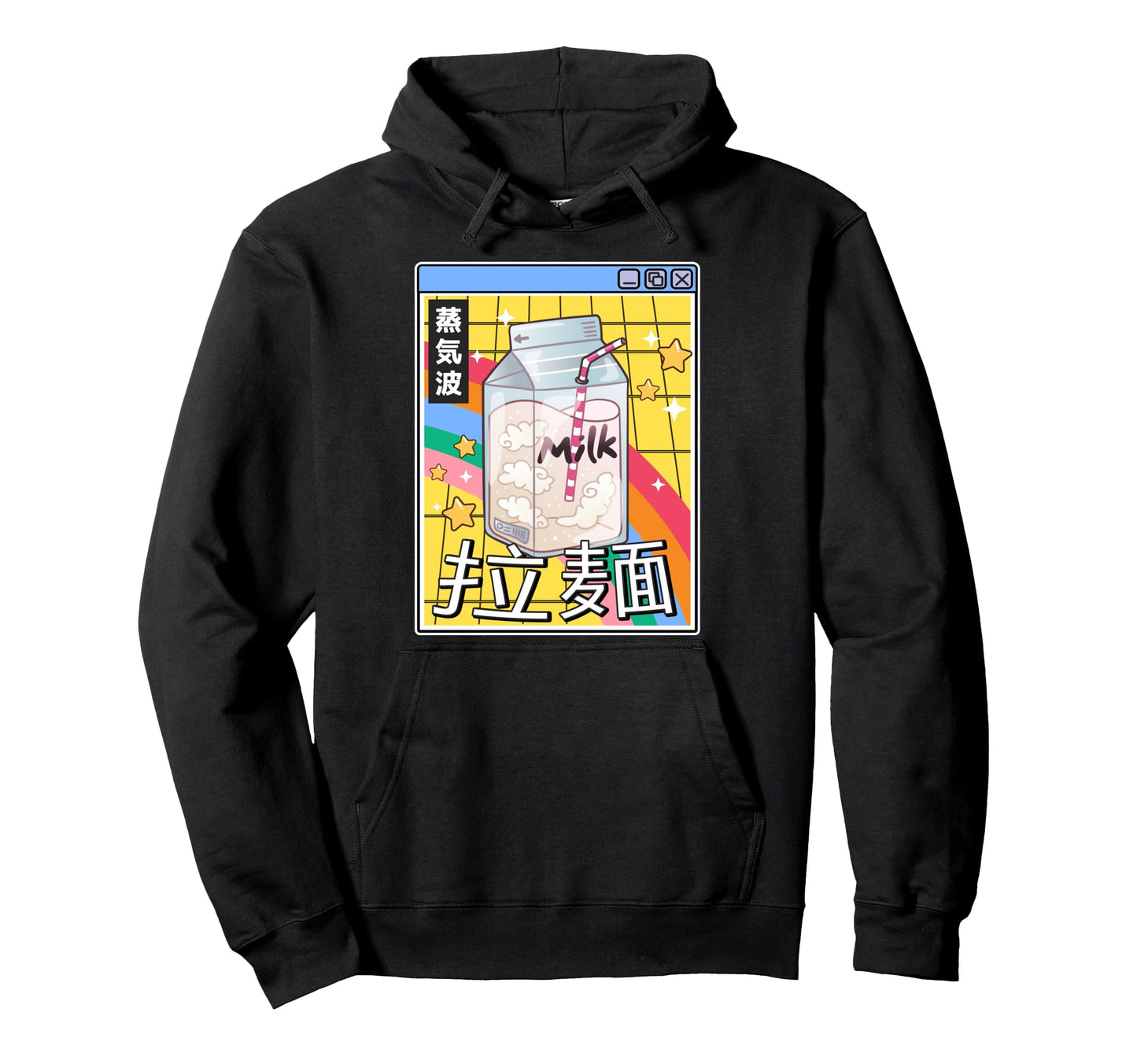 Milk Carton Rainbow Japan 80S Otaku Hoodie - Minimalist Print for Adults - T-Shirt, Sweatshirt, Hoodie