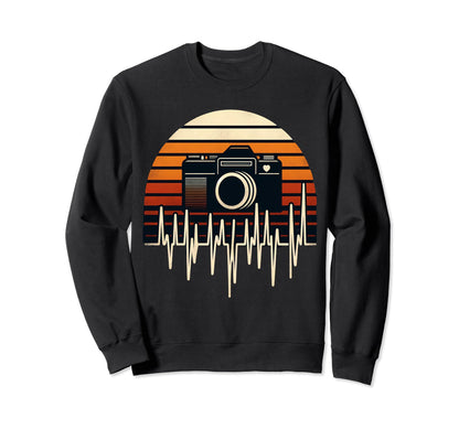 Photographer Camera Heartbeat Pulse Sweatshirt - Unique Graphic Men Women - T-Shirt, Sweatshirt, Hoodie