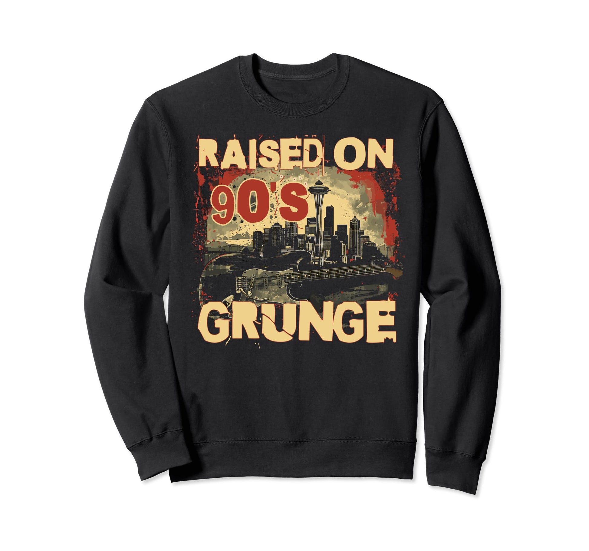 Raised 90S Grunge Rock Music Sweatshirt - Casual Everyday Wear for Adults - T-Shirt, Sweatshirt, Hoodie