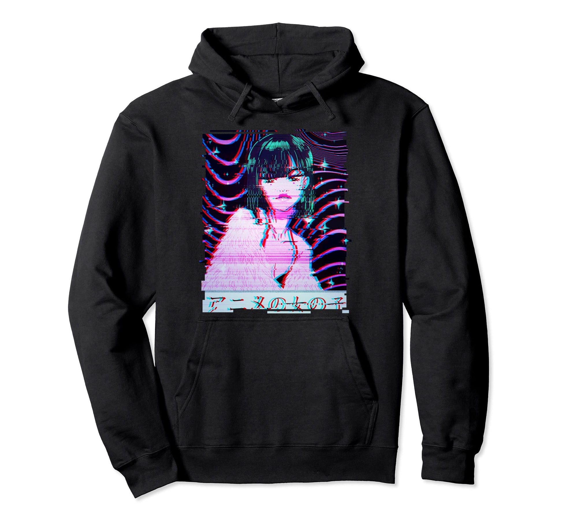 Aesthetic Vaporwave Waifu Japanese Glitch Hoodie - Custom Art Print Unisex - T-Shirt, Sweatshirt, Hoodie