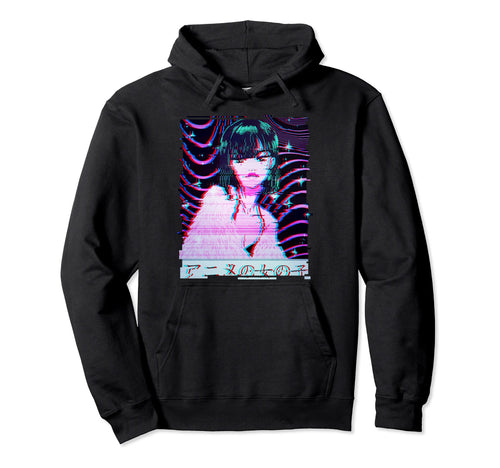 Aesthetic Vaporwave Waifu Japanese Glitch Hoodie - Custom Art Print Unisex - T-Shirt, Sweatshirt, Hoodie