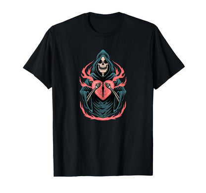 Broken Heart Death Skull Aesthetic Edgy T-Shirt - Trendy Graphic Unisex - T-Shirt, Sweatshirt, Hoodie