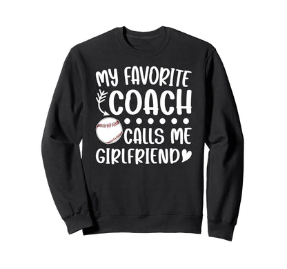 Proud Baseball Coach Girlfriend Sweatshirt - Minimalist Print Men Women - T-Shirt, Sweatshirt, Hoodie