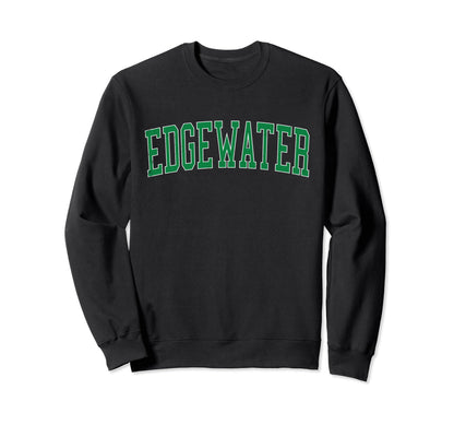 Edgewater Nj Distressed Green Sweatshirt - Aesthetic Graphic Men Women - T-Shirt, Sweatshirt, Hoodie