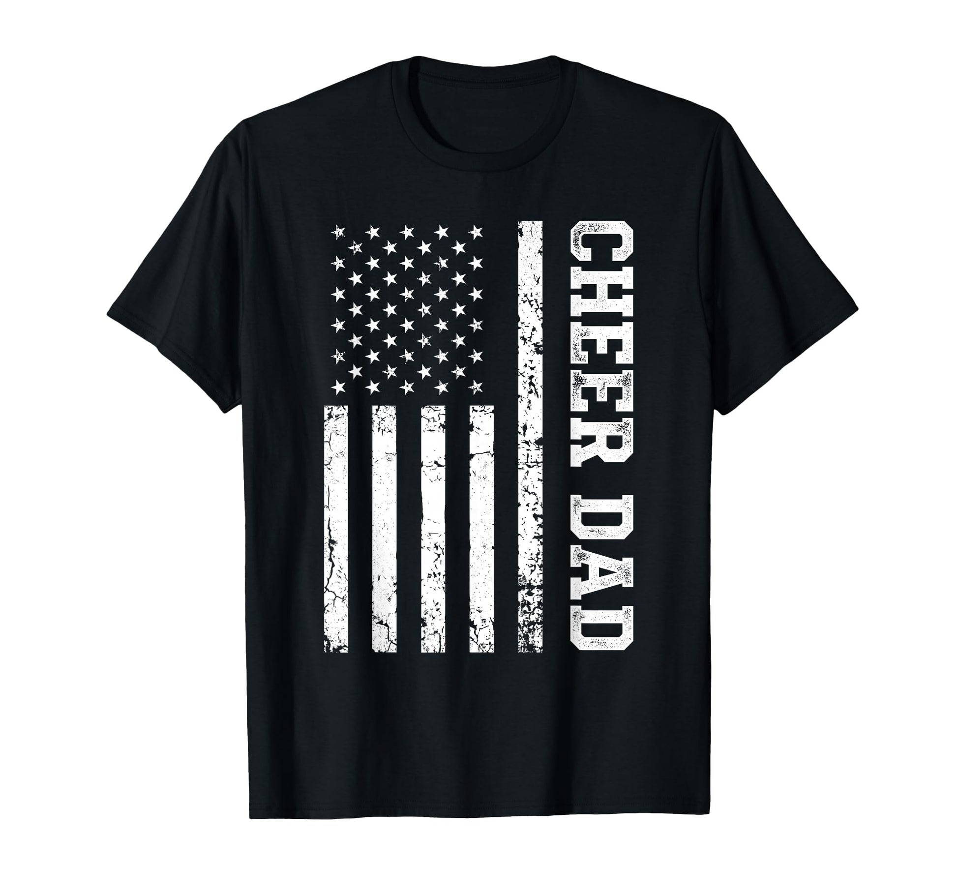 Cheer Dad Cheerleading American Flag T-Shirt - Unique Graphic Men Women - T-Shirt, Sweatshirt, Hoodie