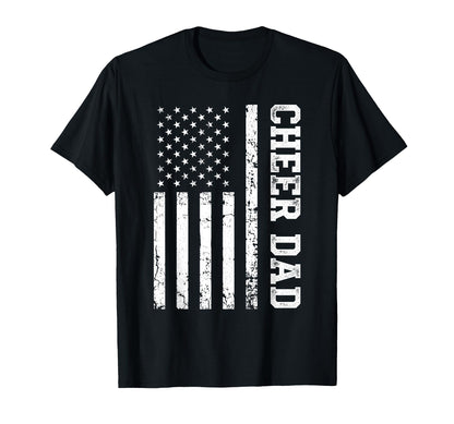 Cheer Dad Cheerleading American Flag T-Shirt - Unique Graphic Men Women - T-Shirt, Sweatshirt, Hoodie
