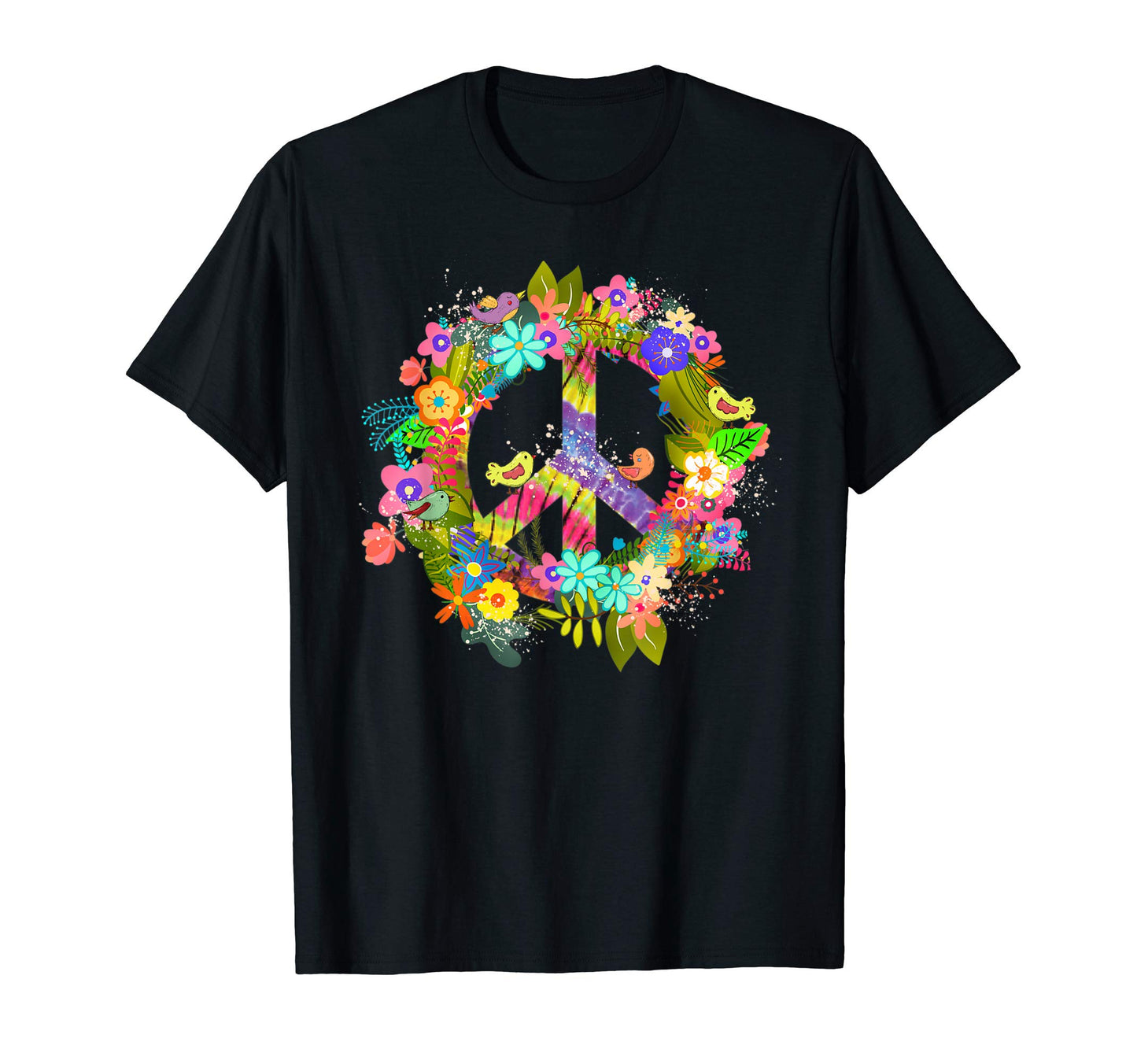 Peace Sign Hippie Wreath Boho Hippie T-Shirt - Graphic Print for Adults - T-Shirt, Sweatshirt, Hoodie