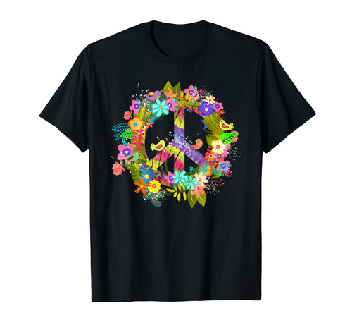 Peace Sign Hippie Wreath Boho Hippie T-Shirt - Graphic Print for Adults - T-Shirt, Sweatshirt, Hoodie