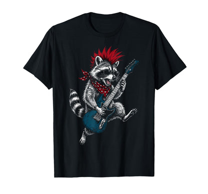 Funny Raccoon Playing Guitar Usa T-Shirt - Casual Everyday Wear Men Women - T-Shirt, Sweatshirt, Hoodie