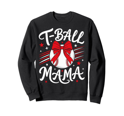 Baseball Bow T Ball Moms Sweatshirt - Novelty Apparel Men Women - T-Shirt, Sweatshirt, Hoodie