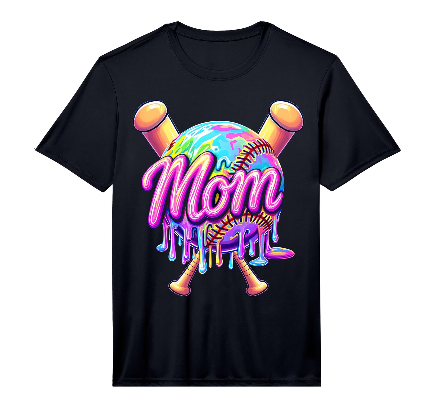 Baseball Drip Mom Tie Dye Baseball T-Shirt - Streetwear Style for Adults - T-Shirt, Sweatshirt, Hoodie