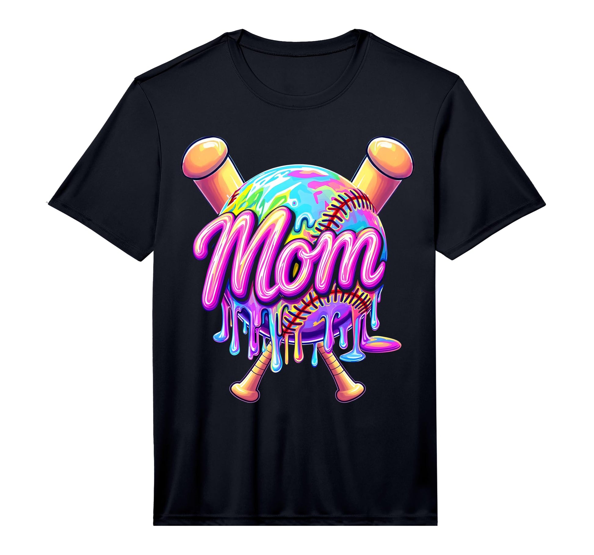Baseball Drip Mom Tie Dye Baseball T-Shirt - Streetwear Style for Adults - T-Shirt, Sweatshirt, Hoodie