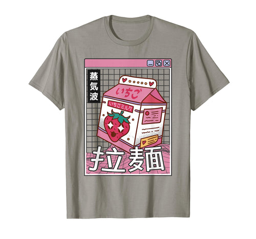 Strawberry Milk Carton Kawaii Grid T-Shirt - Minimalist Print Unisex - T-Shirt, Sweatshirt, Hoodie