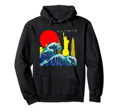 Japan Wave Grunge Anime Vaporwave Skyline Hoodie - Streetwear Style Unisex - T-Shirt, Sweatshirt, Hoodie