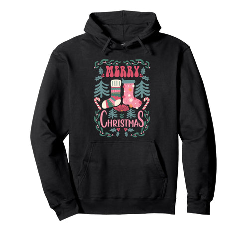Boho Stockings Holiday Candy Canes Hoodie - Custom Art Print for Adults - T-Shirt, Sweatshirt, Hoodie