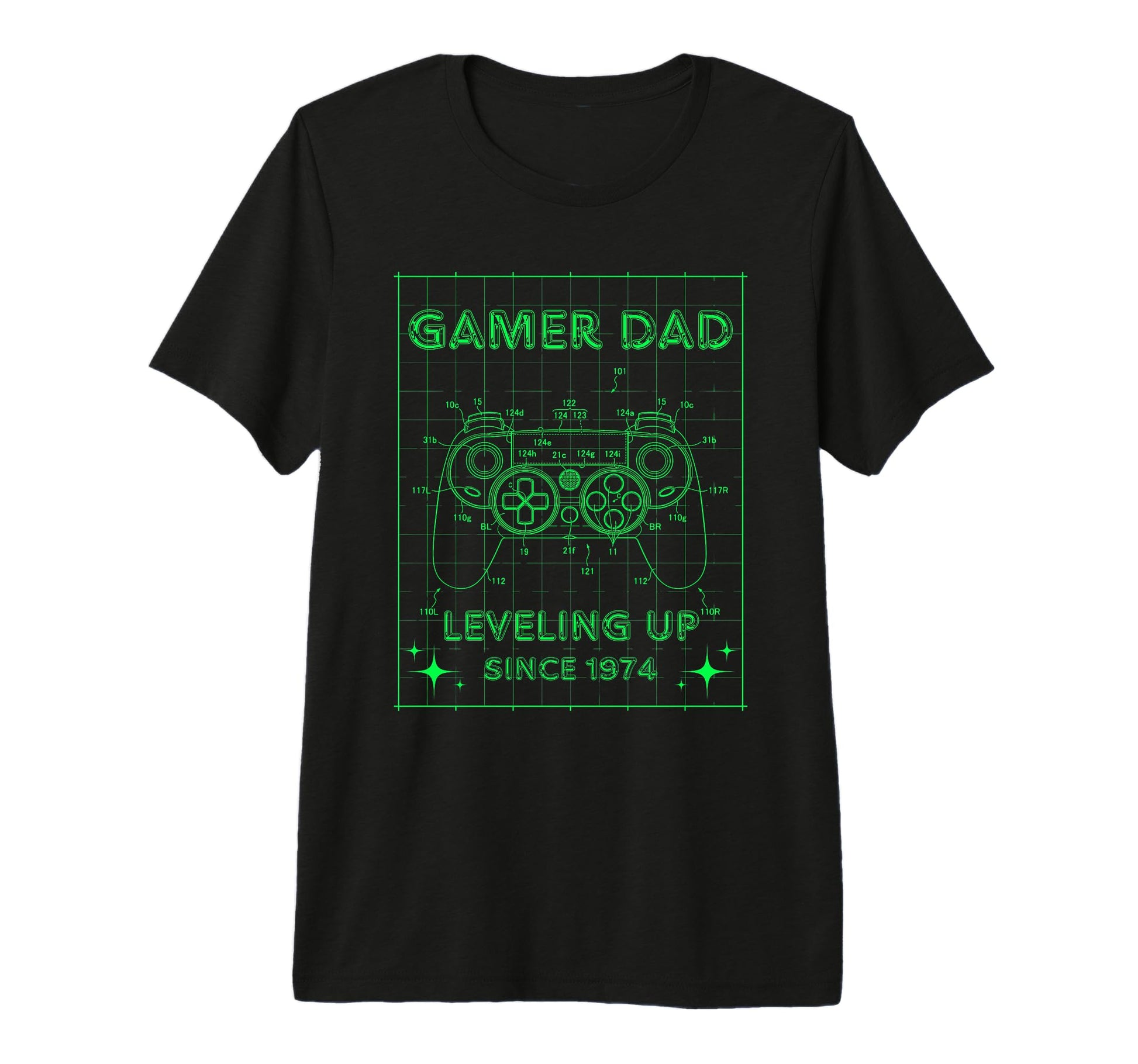 Gamer Dad Leveling Up Since 1974 Fathers T-Shirt - Novelty Apparel Unisex - T-Shirt, Sweatshirt, Hoodie