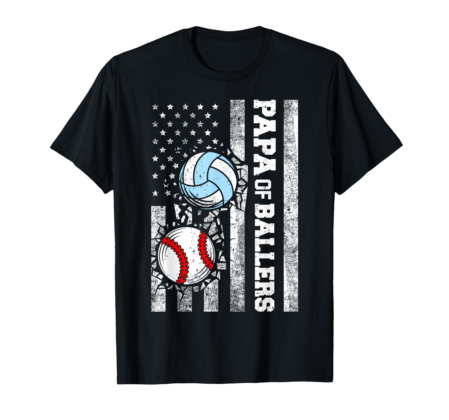 Papa Ballers Funny Usa Flag Baseball T-Shirt - Trendy Graphic Men Women - T-Shirt, Sweatshirt, Hoodie