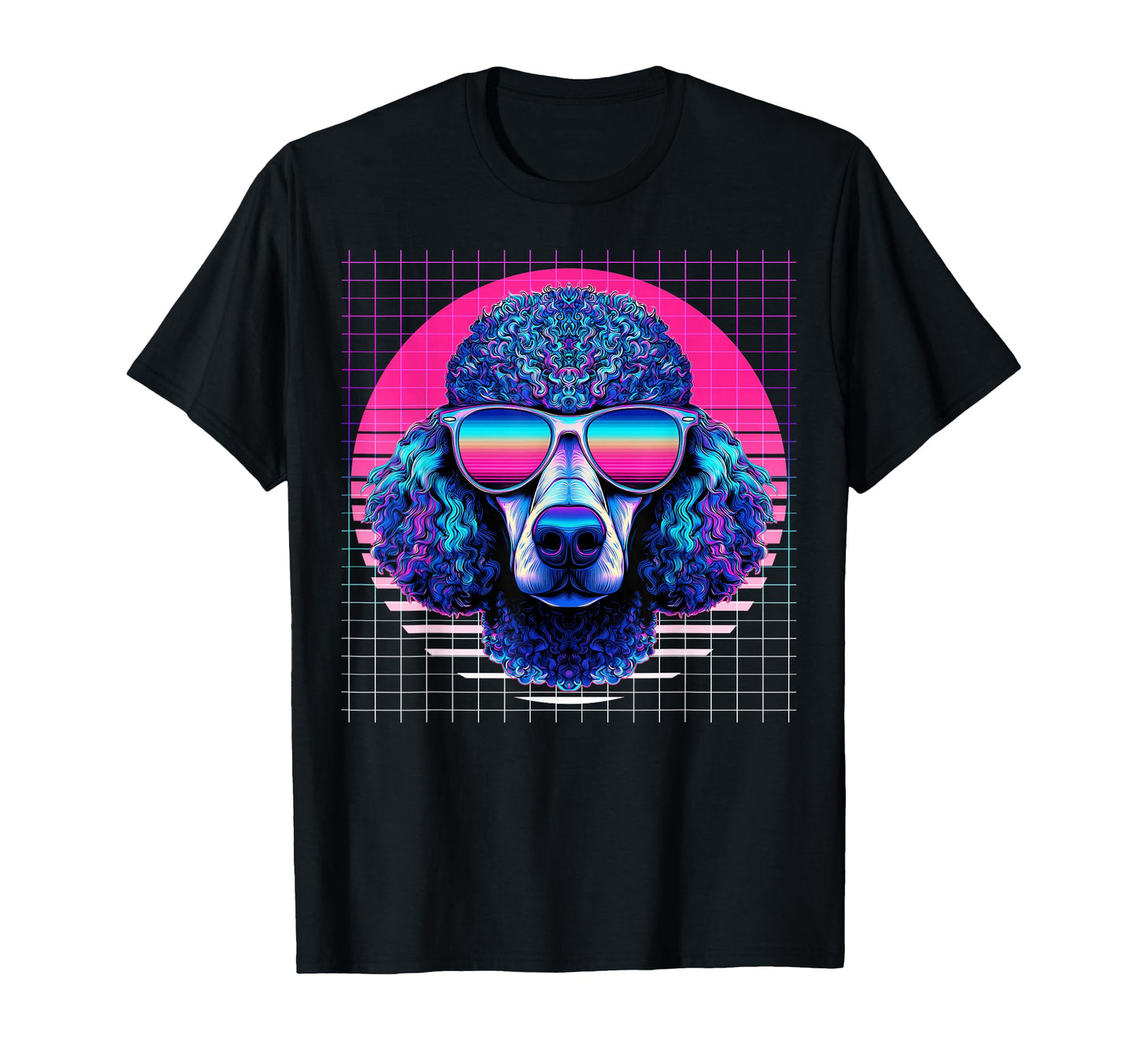 Poodle Sunglasses Dog Vaporwave T-Shirt - Fun Novelty Design for Adults - T-Shirt, Sweatshirt, Hoodie